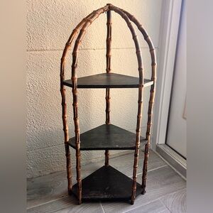 Antique Burnt Bamboo Hanging Wall Shelf